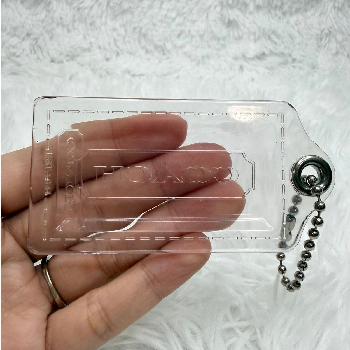 3" COACH Poppy Clear Fob Bag Charm Hang tag Hangtag