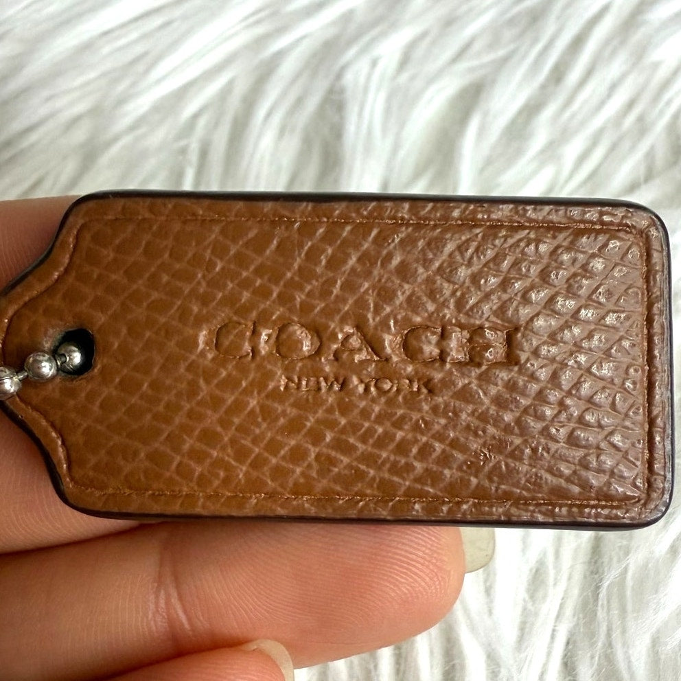 1.5" COACH Brown Fob Bag Charm Hang tag Hangtag