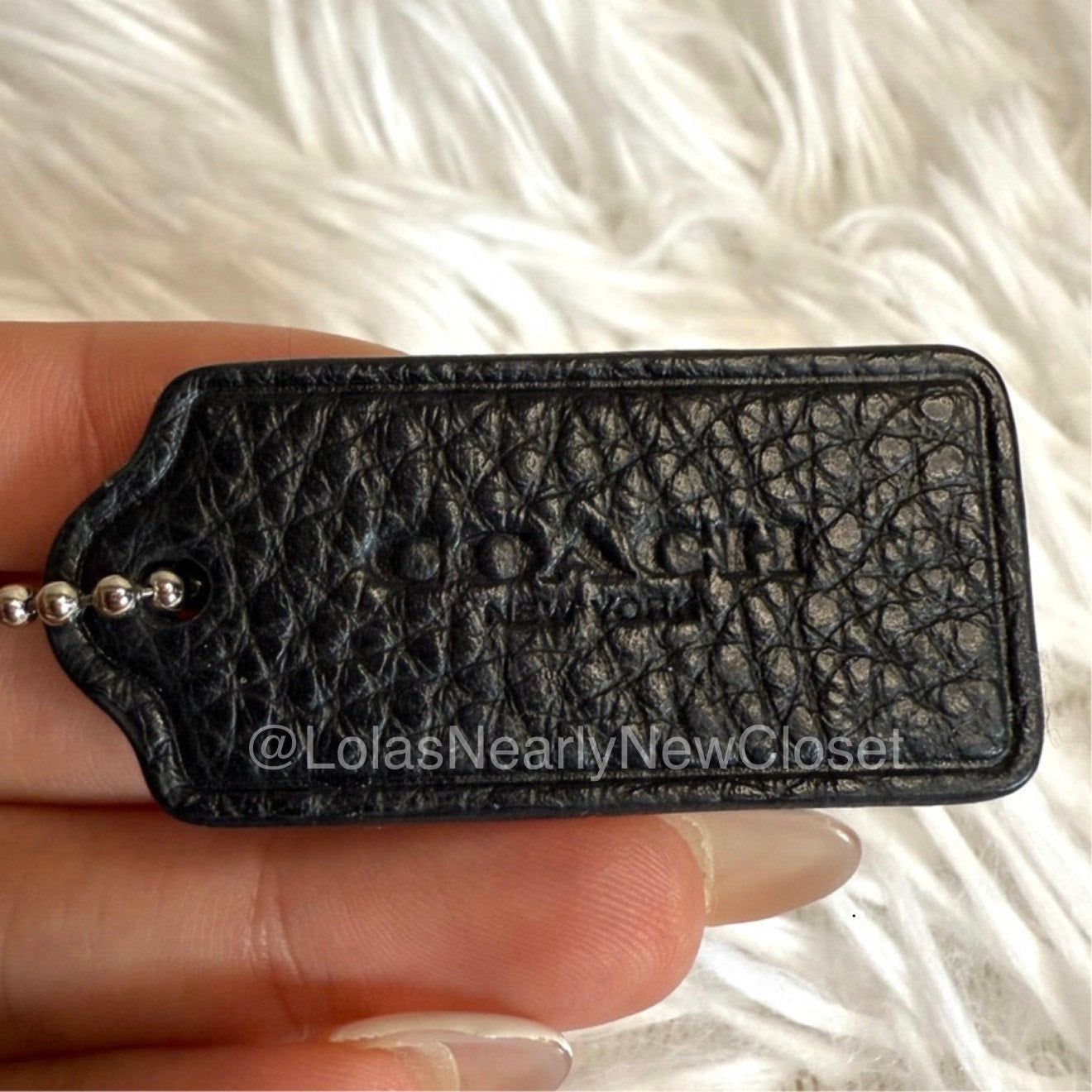 1.5" COACH Black Fob Bag Charm Hang tag Hangtag