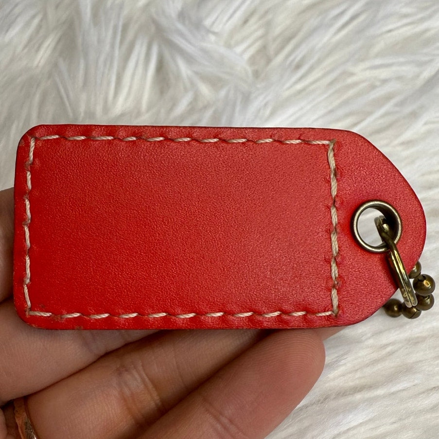 2.5" COACH y2k Red Fob Bag Charm Hang tag Hangtag
