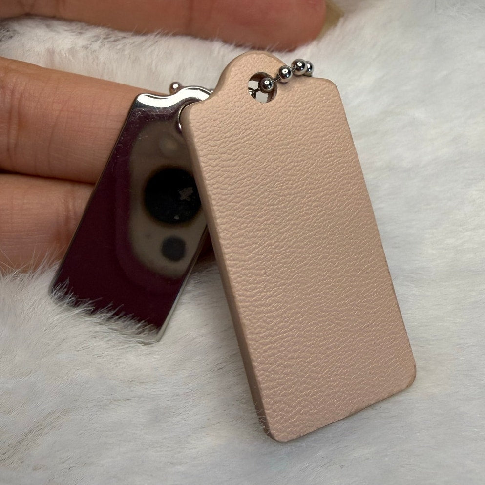 1.5" COACH Cream Silver Hang Tag Key Fob Bag Charm Set