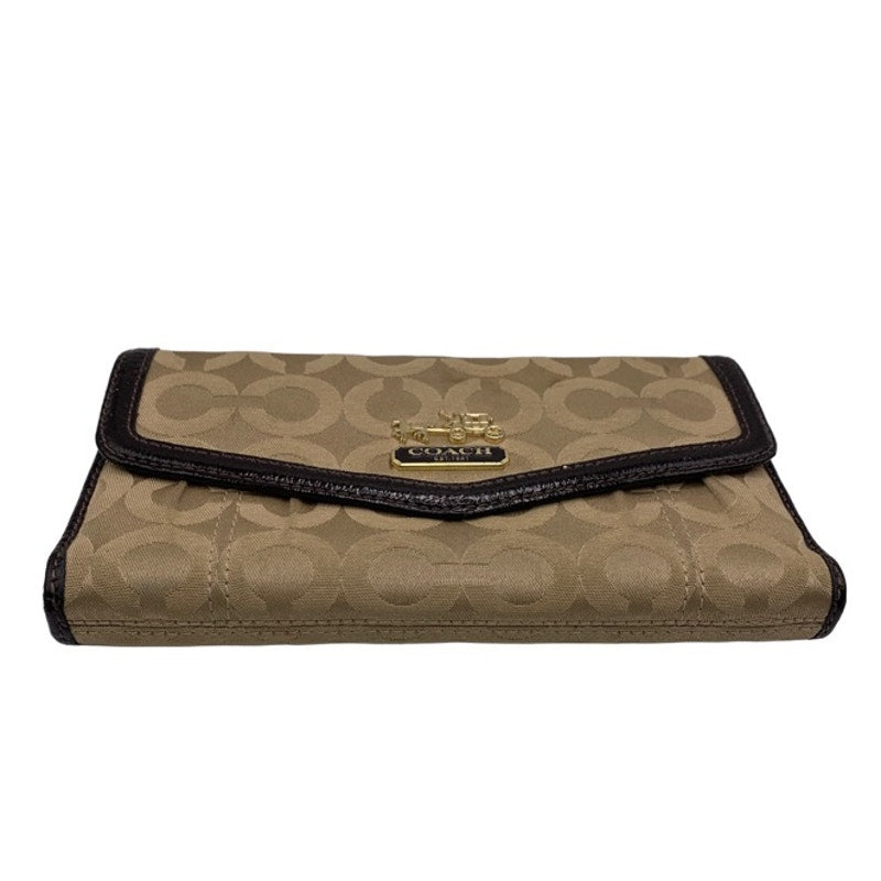 COACH Brown Khaki Canvas Signature Wallet