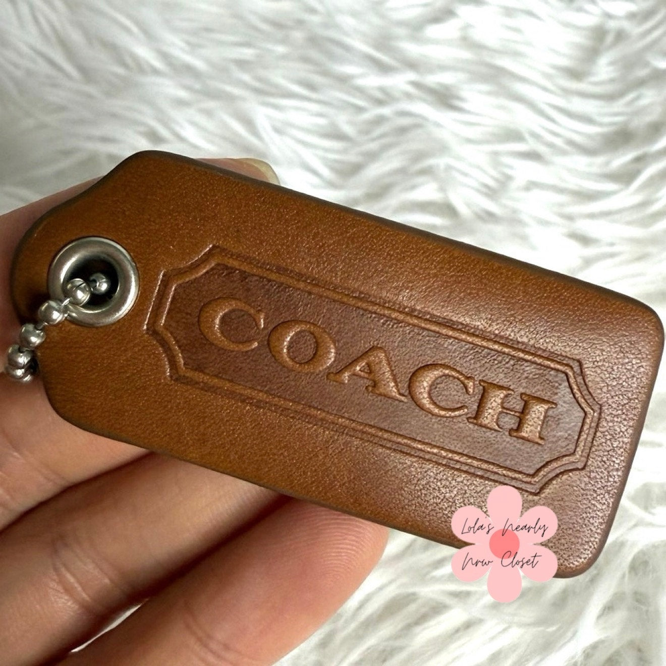 2" Vintage Coach y2k Brown Red Fob Bag Charm Hang tag Hangtag