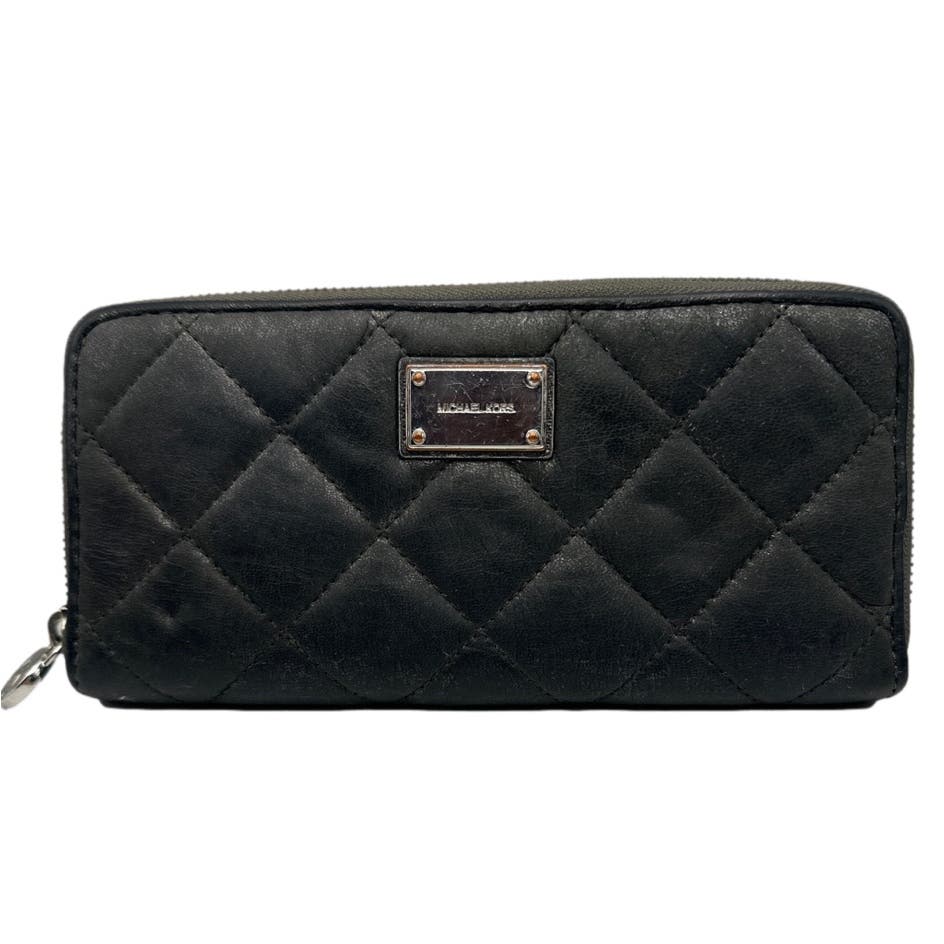 Michael Kors Black Quilted Zip Around Wallet