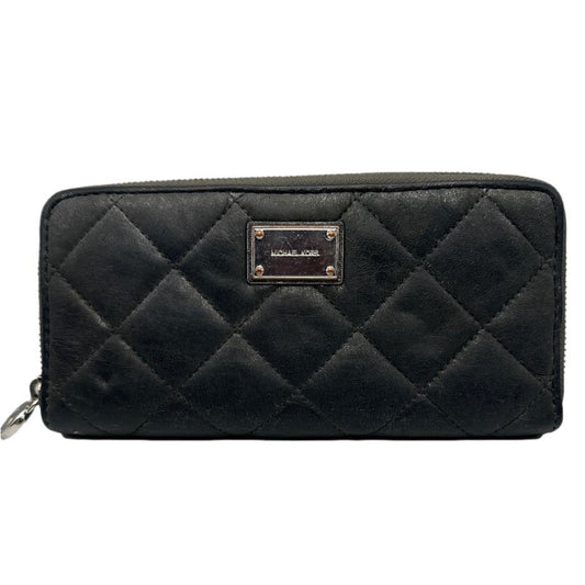 Michael Kors Black Quilted Zip Around Wallet