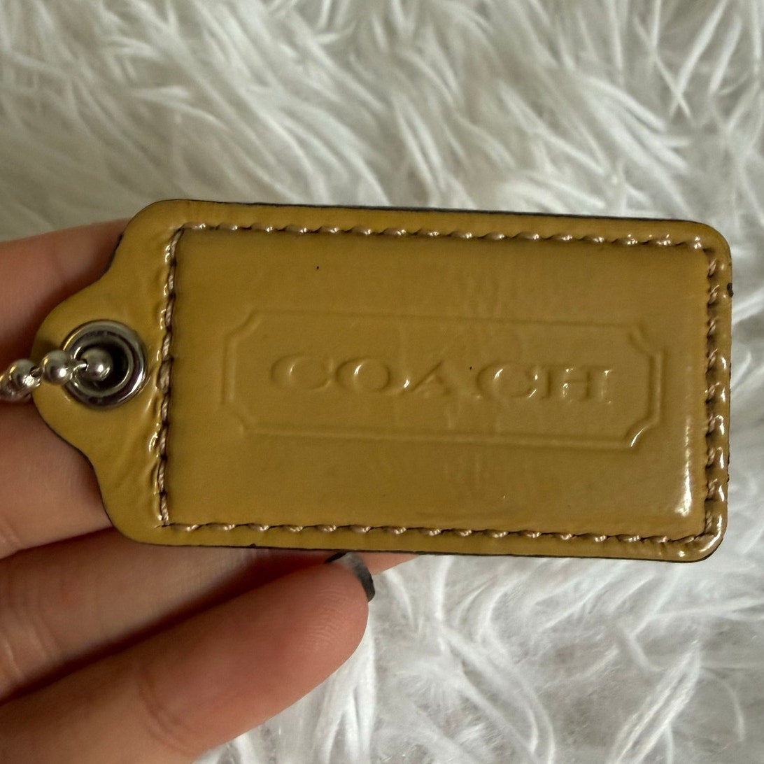 2" COACH Patent Leather White Fob Bag Charm Hang tag Hangtag