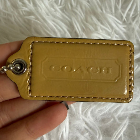 2" COACH Patent Leather White Fob Bag Charm Hang tag Hangtag