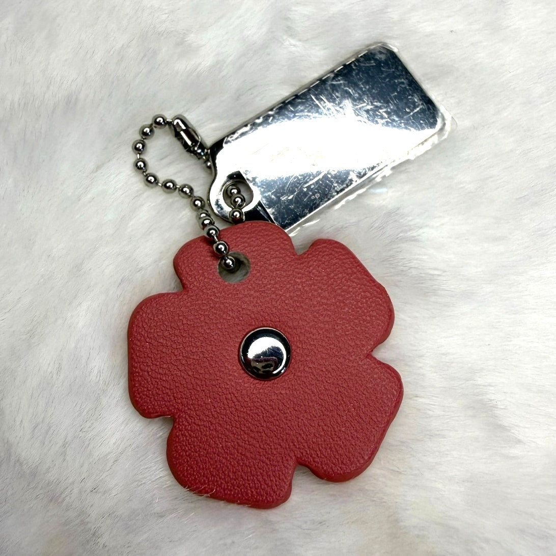 1.5" COACH Silver Tea Rose Flower Floral Bag Charm Hang Tag