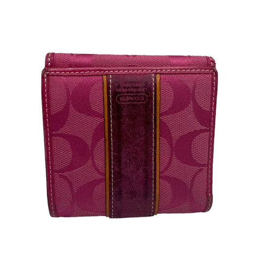 COACH Pink Canvas Signature Wallet