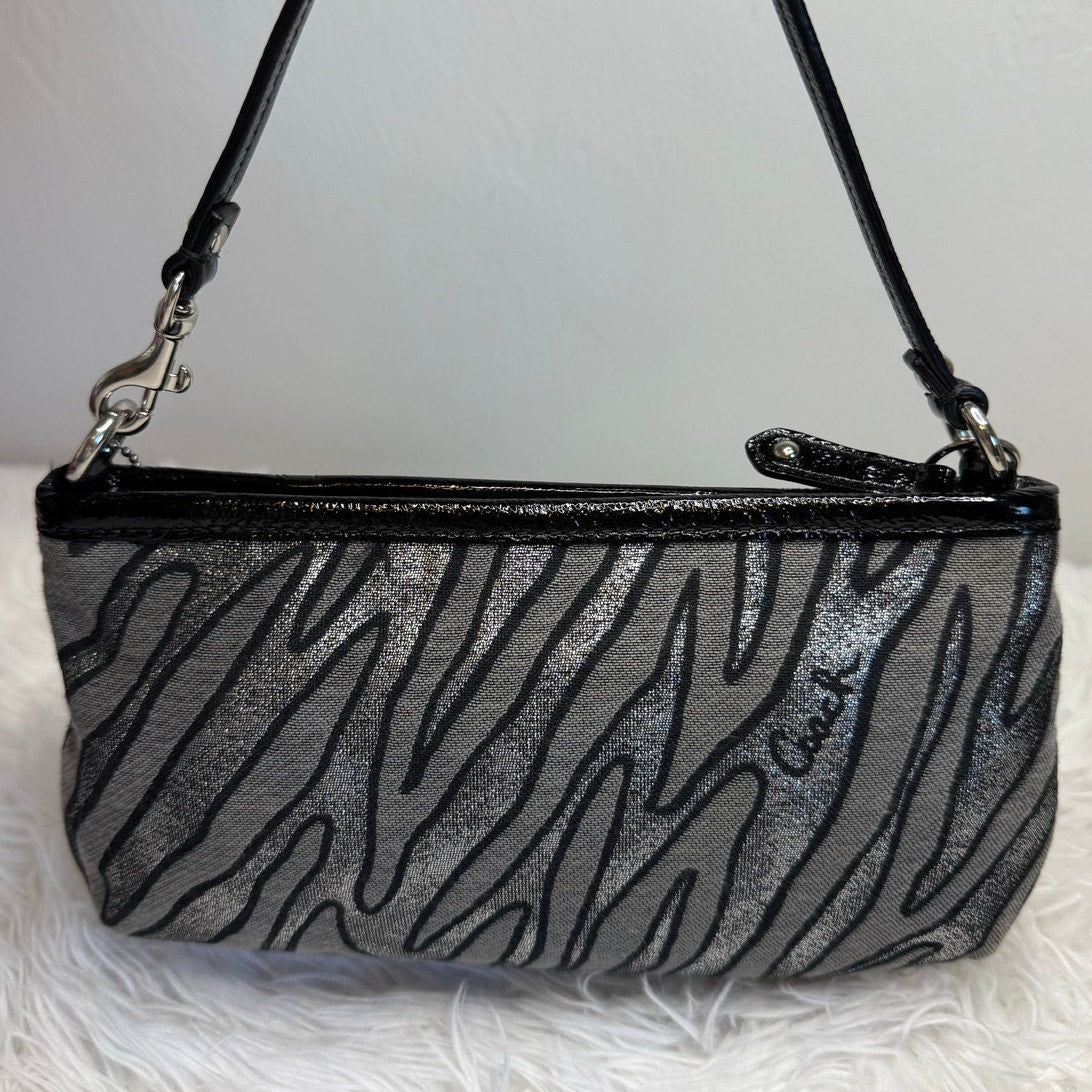 y2k COACH Zebra Silver Print Black Metallic Mini Purse / Wristlet