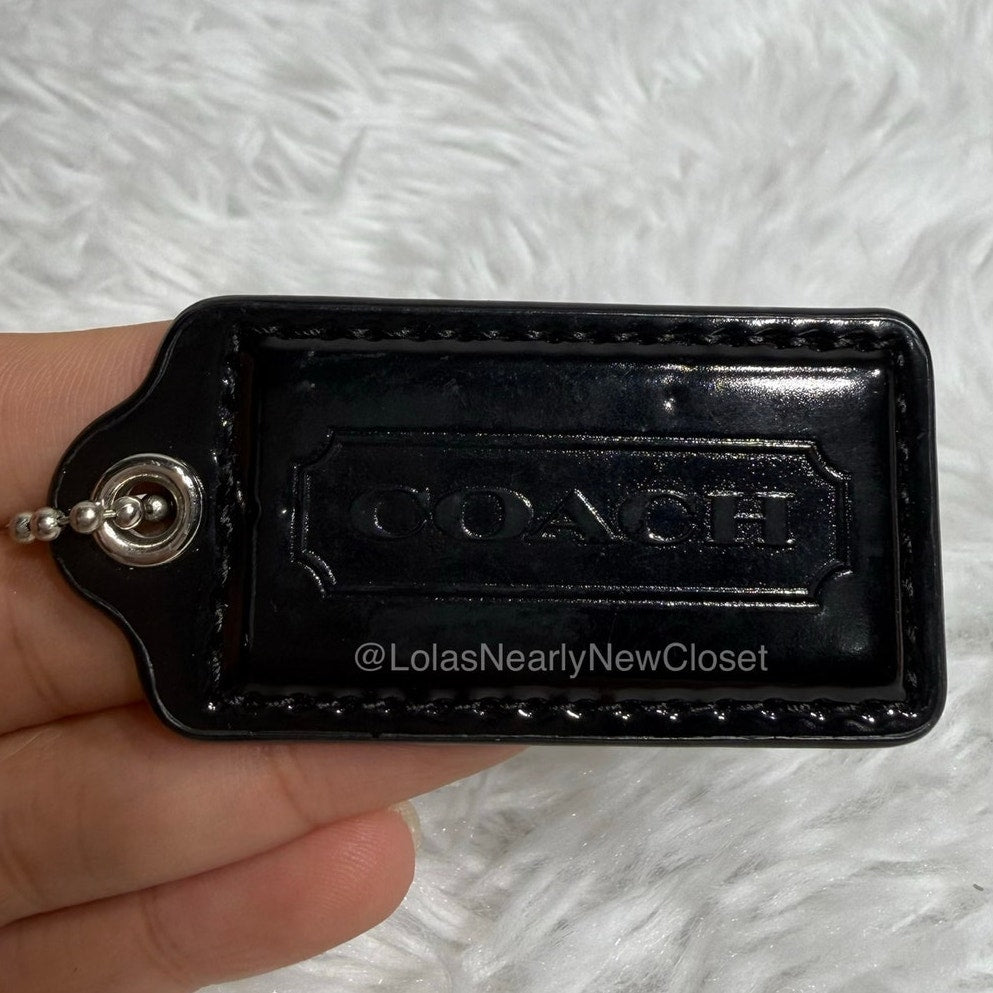 2" COACH Patent Leather Black Fob Bag Charm Hang tag Hangtag