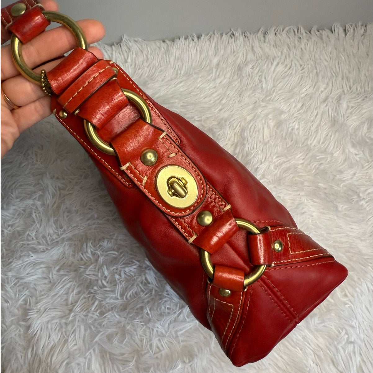 y2k COACH 2007 Red Carly 10615 Shoulder Bag