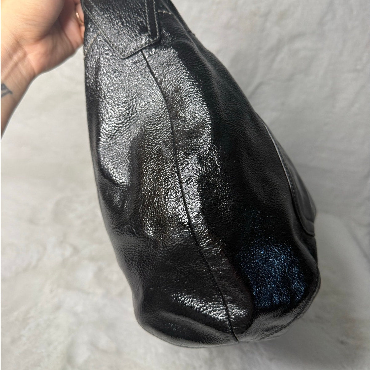 y2k Coach Bag Patent Leather Ergo Turnlock Black Hobo Shoulder Bag