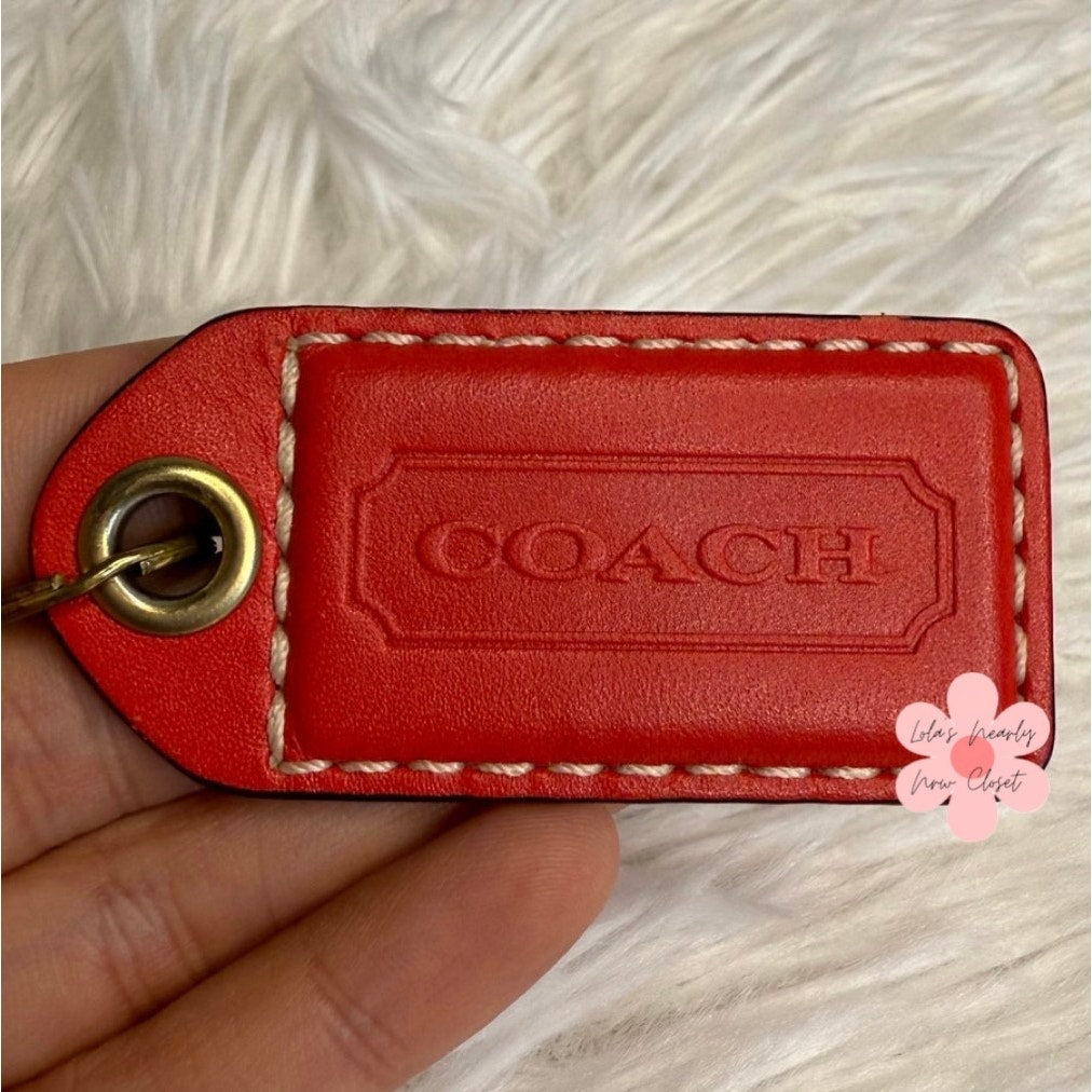 2.5" COACH y2k Red Fob Bag Charm Hang tag Hangtag