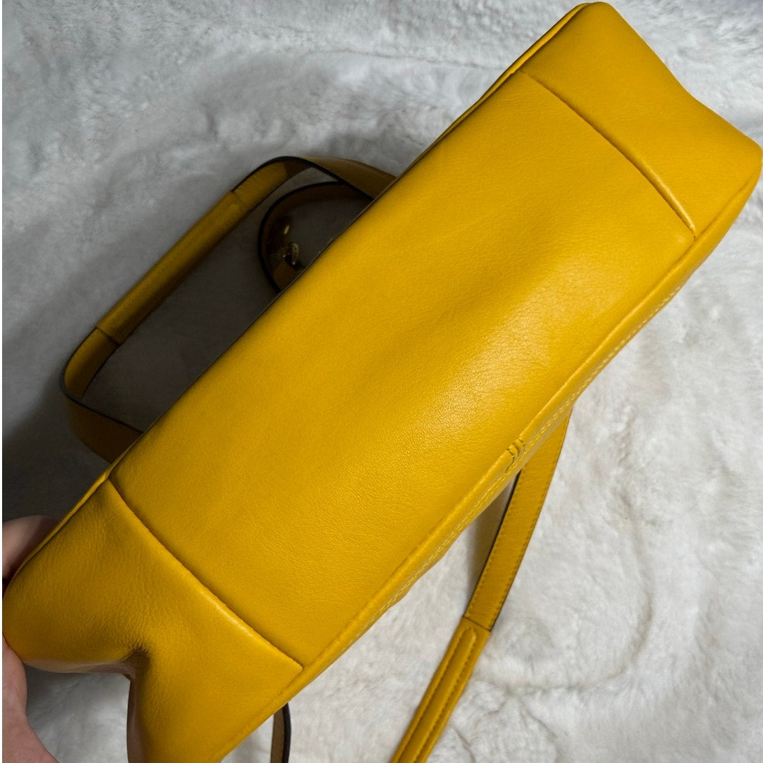 COACH Campbell Flap Satchel Yellow Shoulder Bag