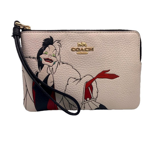 Disney X COACH Corner Zip Wristlet With Cruella Motif