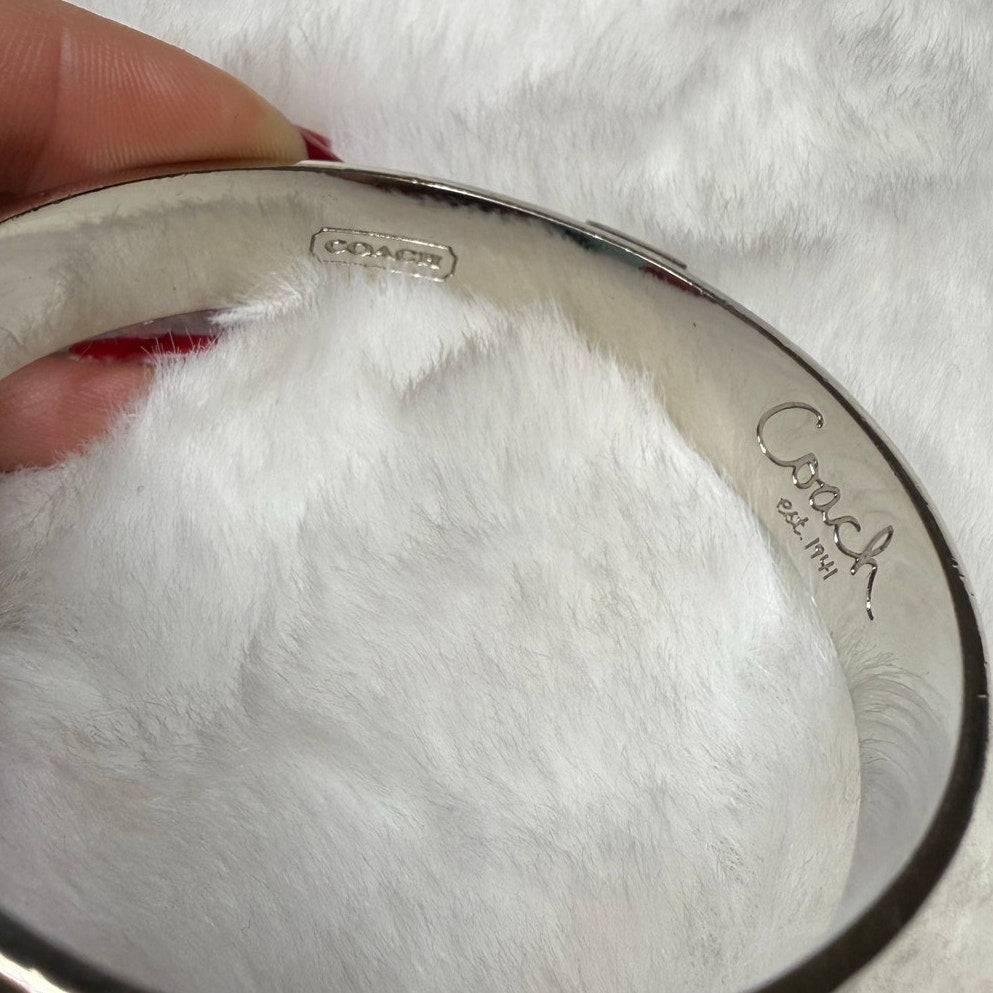 COACH Silver-Tone Quilted C Bangle Bracelet