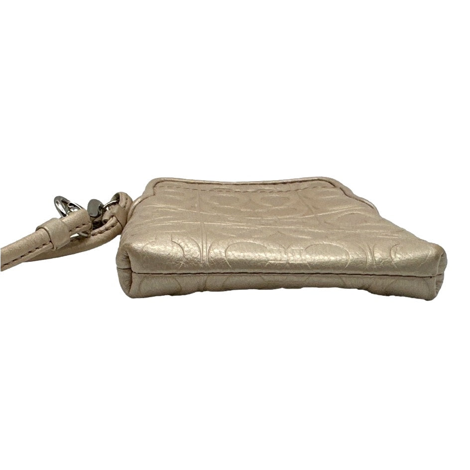 COACH Gold Op Art Signature Card Holder Wristlet