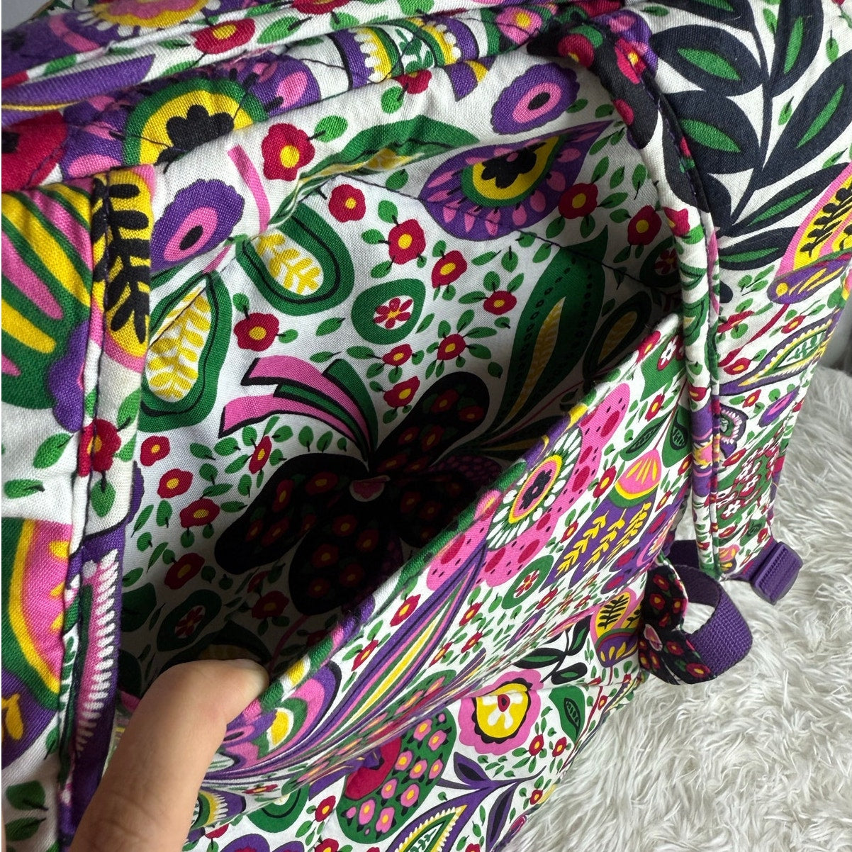 Vera Bradley Quilted Essential Large Laptop Backpack Bright Paisley