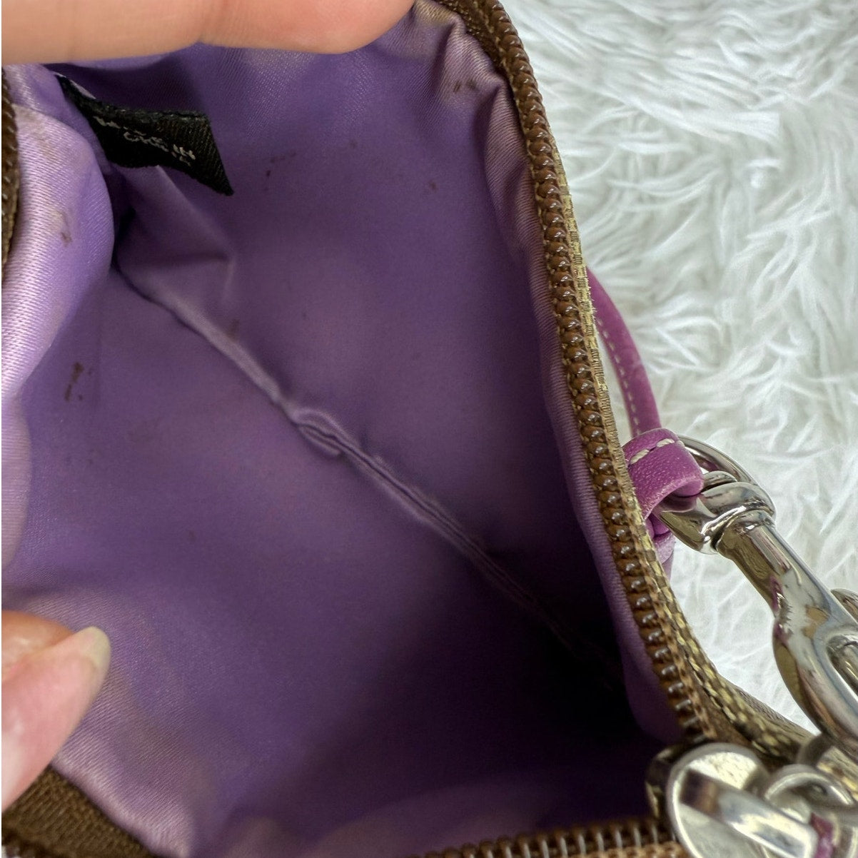 COACH y2k Purple Brown Signature Canvas Wristlet
