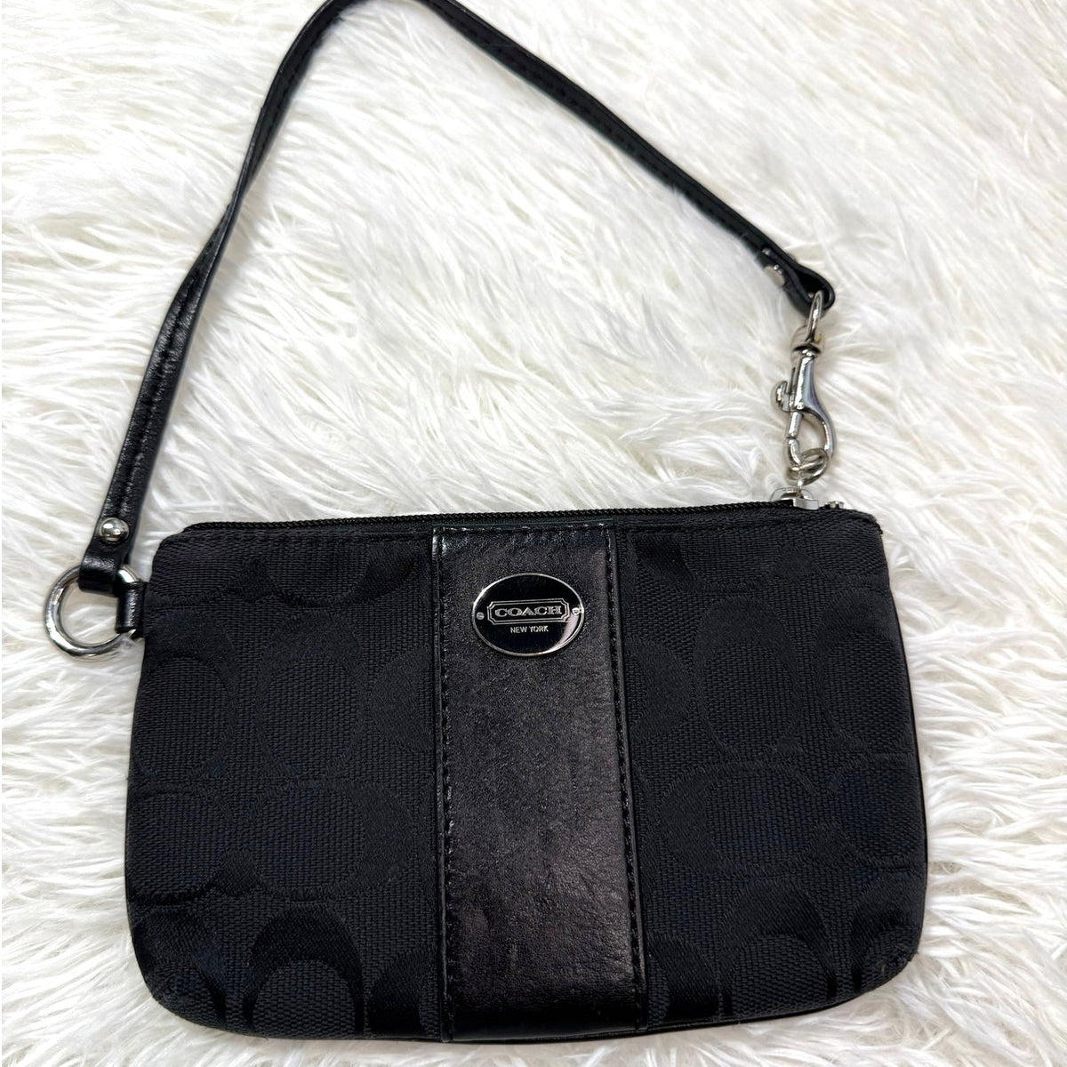 COACH Black Signature Canvas Wristlet