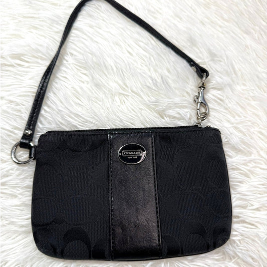 COACH Black Signature Canvas Wristlet