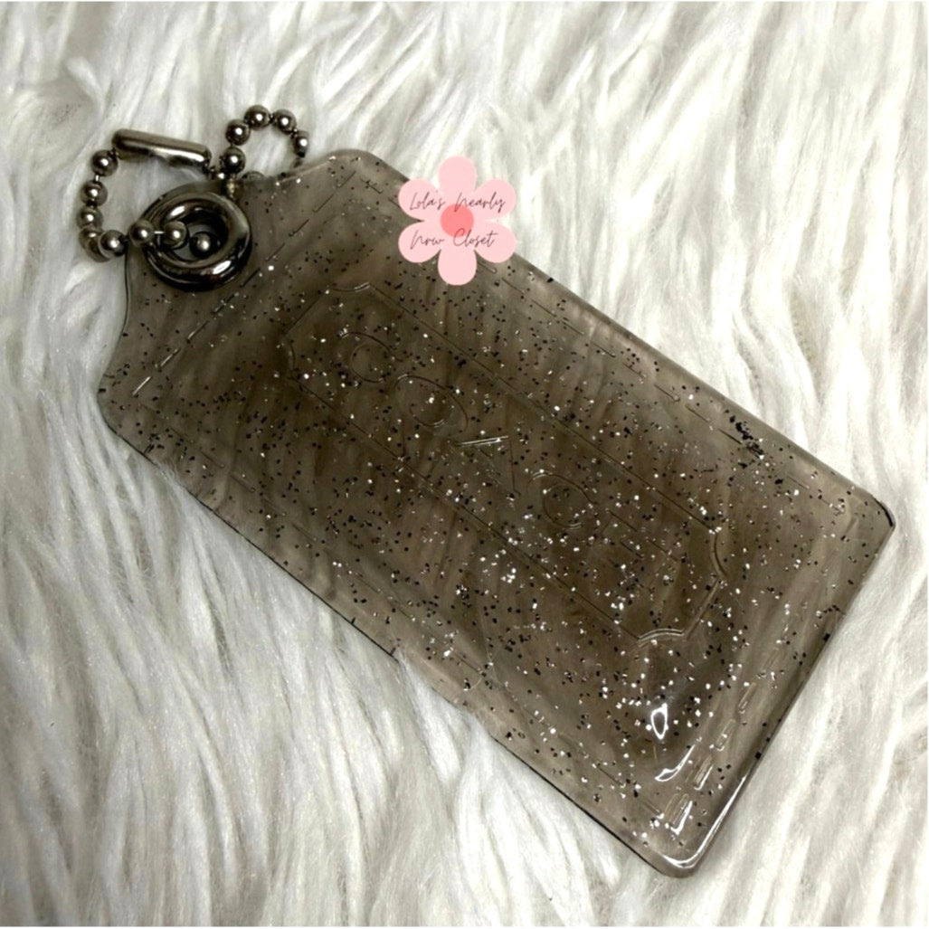 3" COACH Poppy Clear Gray Fob Bag Charm Hang tag Hangtag