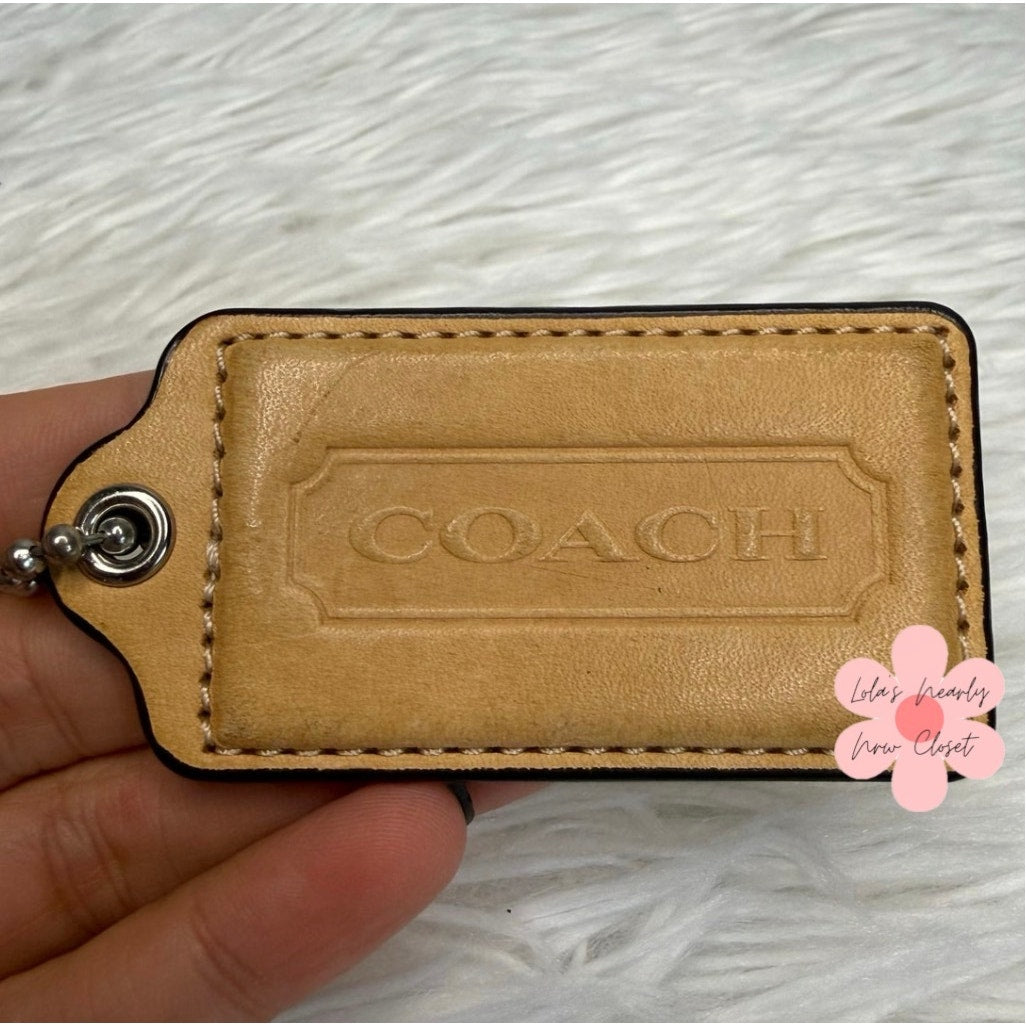 2.5" COACH Tan Fob Bag Charm Hang tag Hangtag