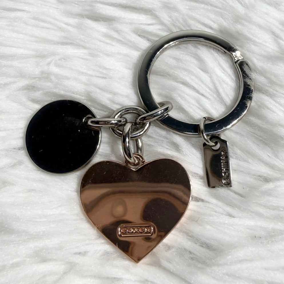 Coach Horse Carriage Rose Gold Heart Key Chain F63381