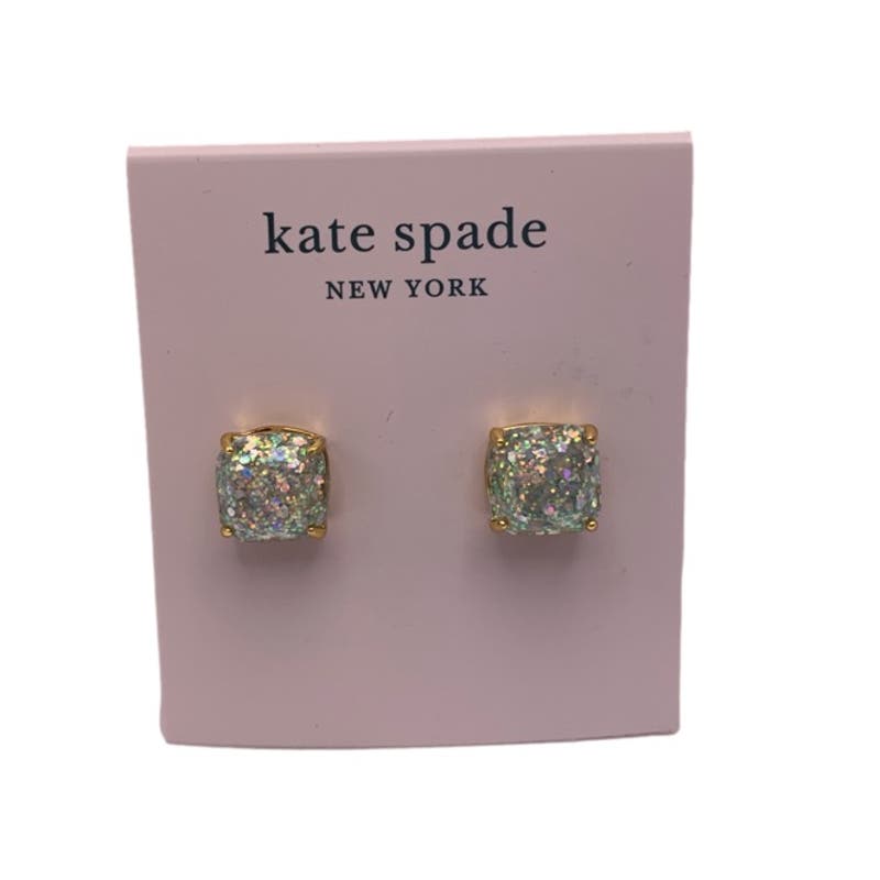 NWT  KATE SPADE New York Gold Plated Opal Glitter Small Squared Stud Earrings