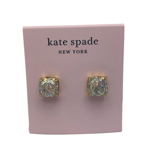 NWT  KATE SPADE New York Gold Plated Opal Glitter Small Squared Stud Earrings