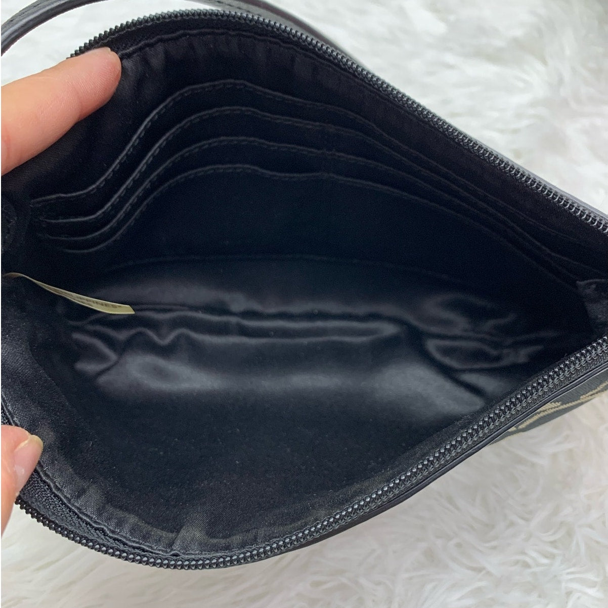 y2k COACH Black Signature Canvas Mini Purse Wristlet with Card Slots