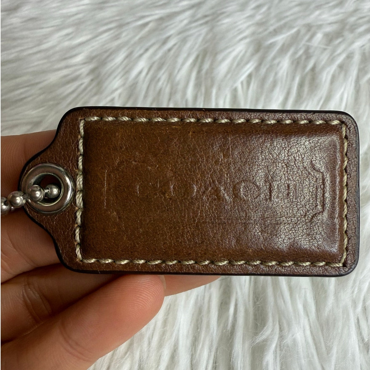 2" COACH Brown Fob Bag Charm Hang tag Hangtag