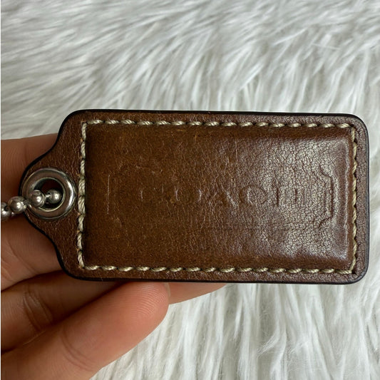 2" COACH Brown Fob Bag Charm Hang tag Hangtag