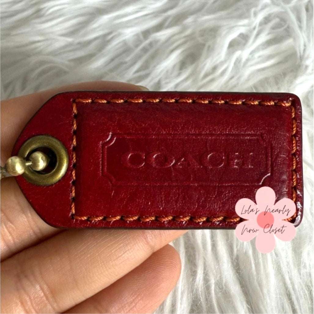 2" y2k COACH Vintage Red Fob Bag Charm Hang tag Hangtag