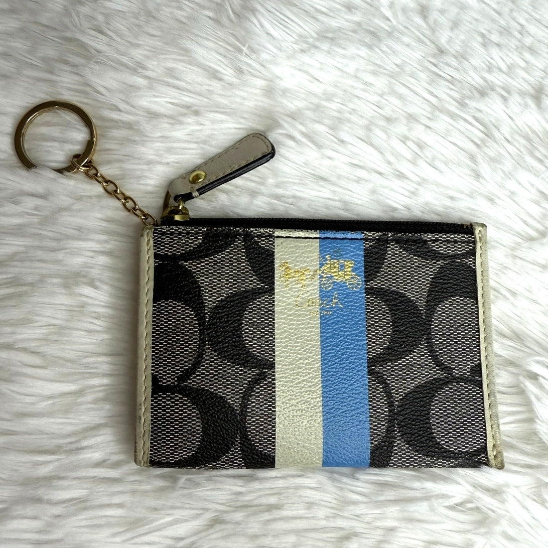 COACH Black Signature Double Strap Coin Purse Wallet