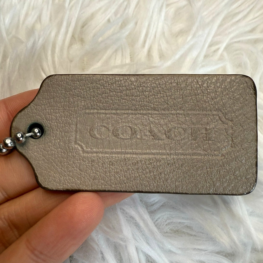 3" COACH Gray Fob Bag Charm Hang tag Hangtag