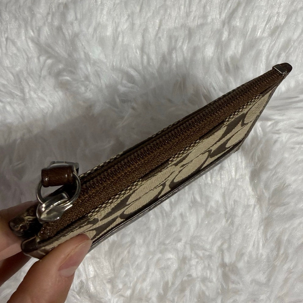 y2k COACH Soho Brown Signature Canvas Coin purse Card Holder Keychain