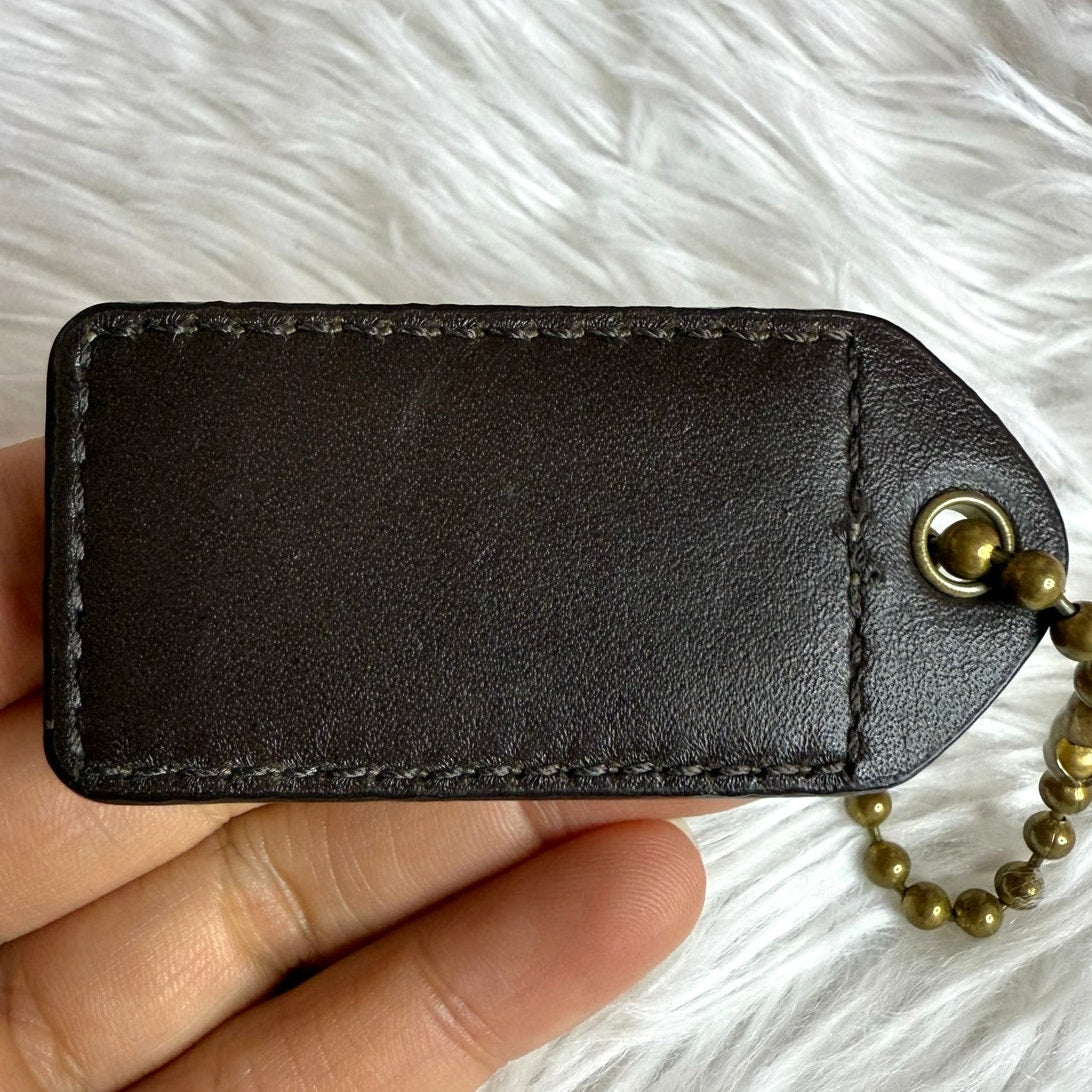2.5" y2k COACH Brown Fob Bag Charm Hang tag Hangtag