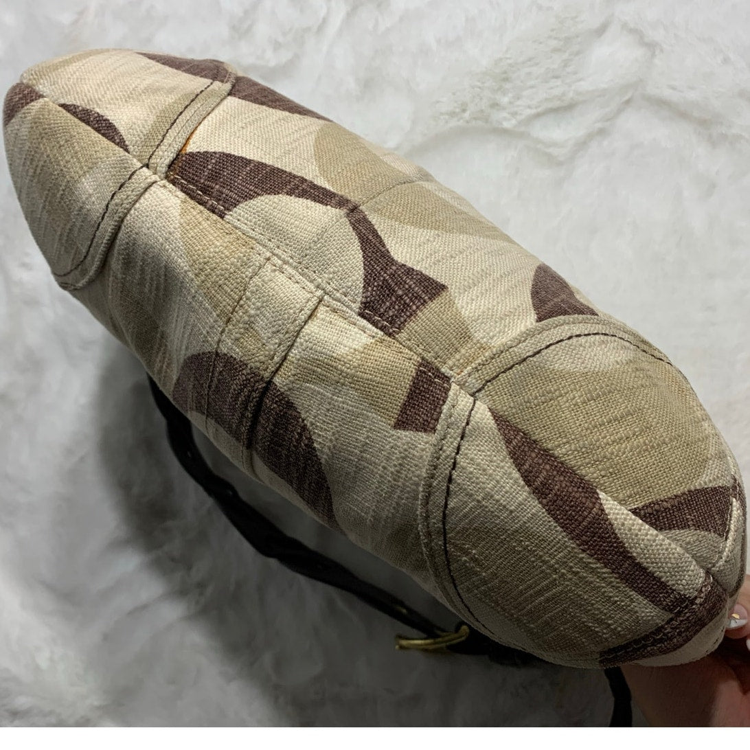 Y2K Coach Signature Jacquard Brown Cream Hobo #12190 shoulder bag