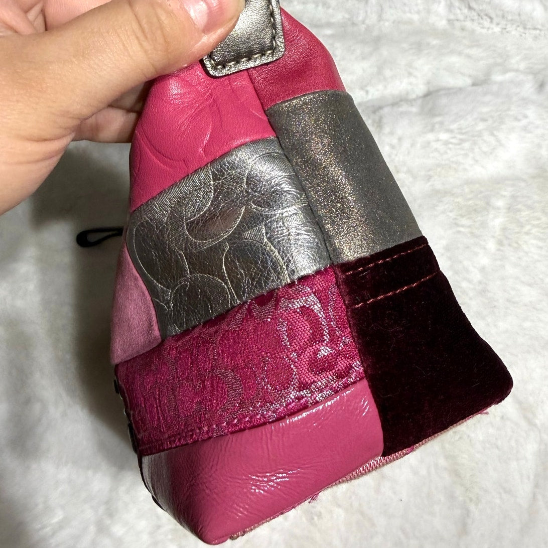 y2k Coach Vintage Pink Patchwork Demi Baguette Shoulder Bag Small Mini Purse