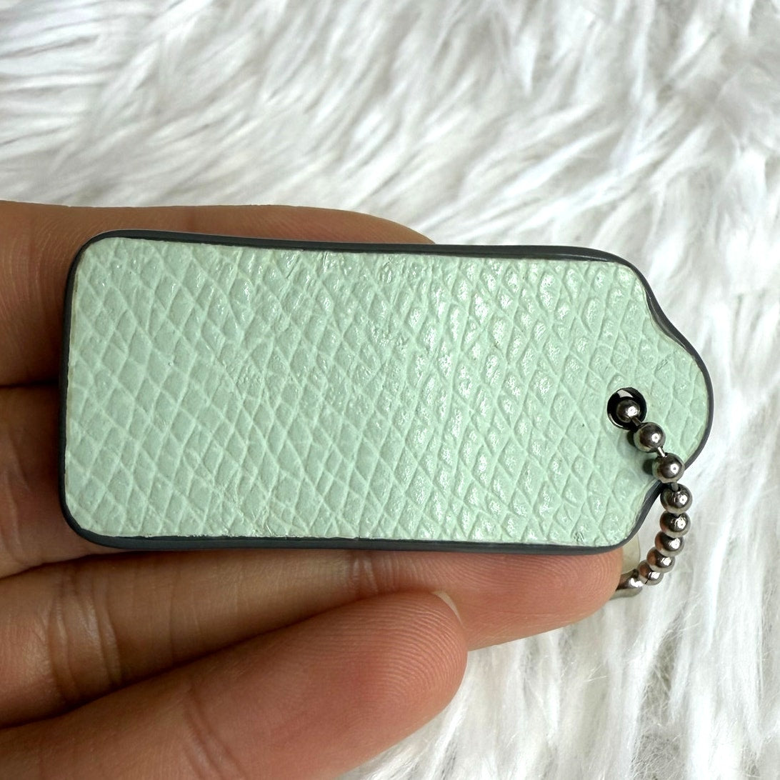 1.5" COACH Mint Green Fob Bag Charm Hang tag Hangtag