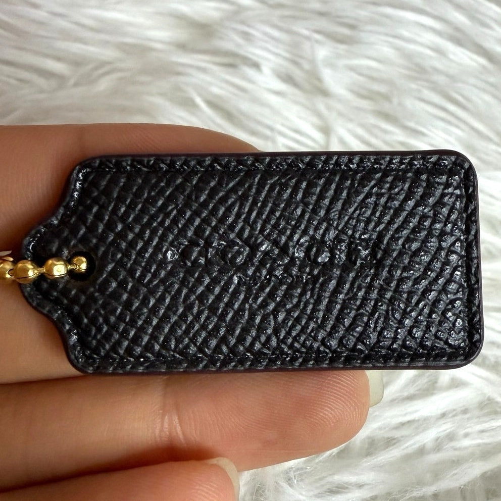1.5" COACH Black Fob Bag Charm Hang tag Hangtag
