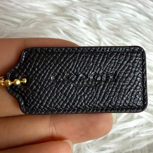 1.5" COACH Black Fob Bag Charm Hang tag Hangtag