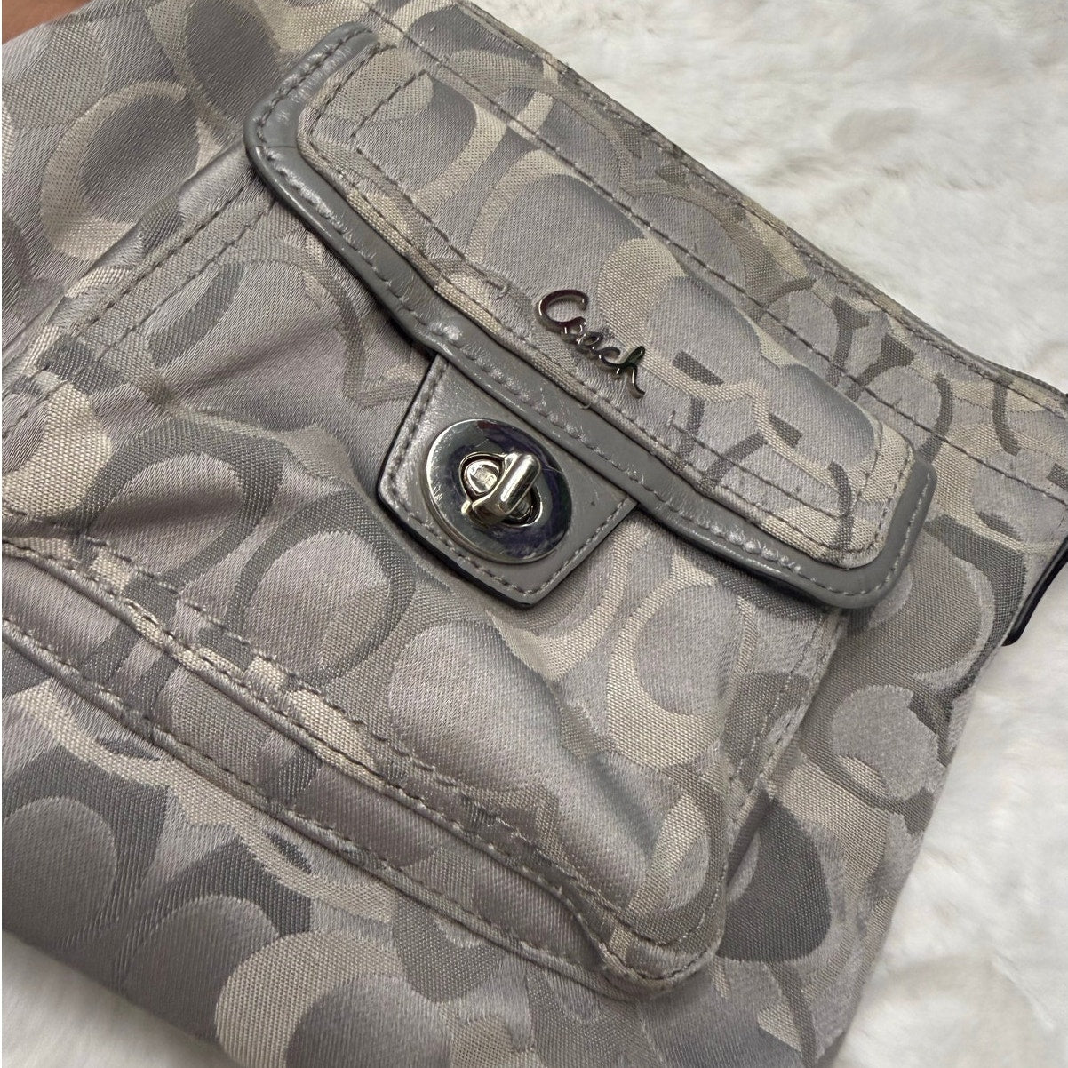 COACH Gray Signature Canvas Crossbody