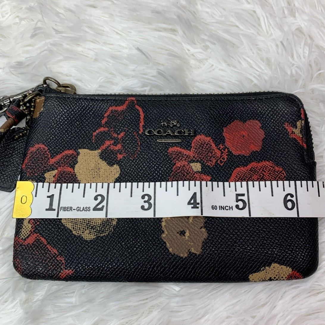 COACH Black Floral Wristlet