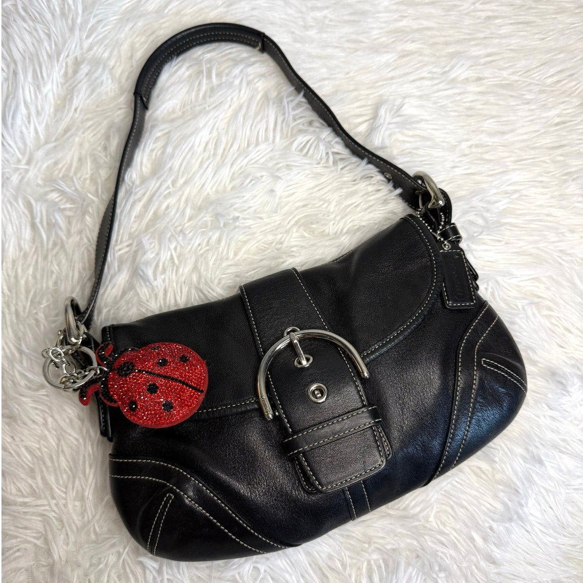 y2k COACH Vintage Black Soho Flap Shoulder Bag Purse