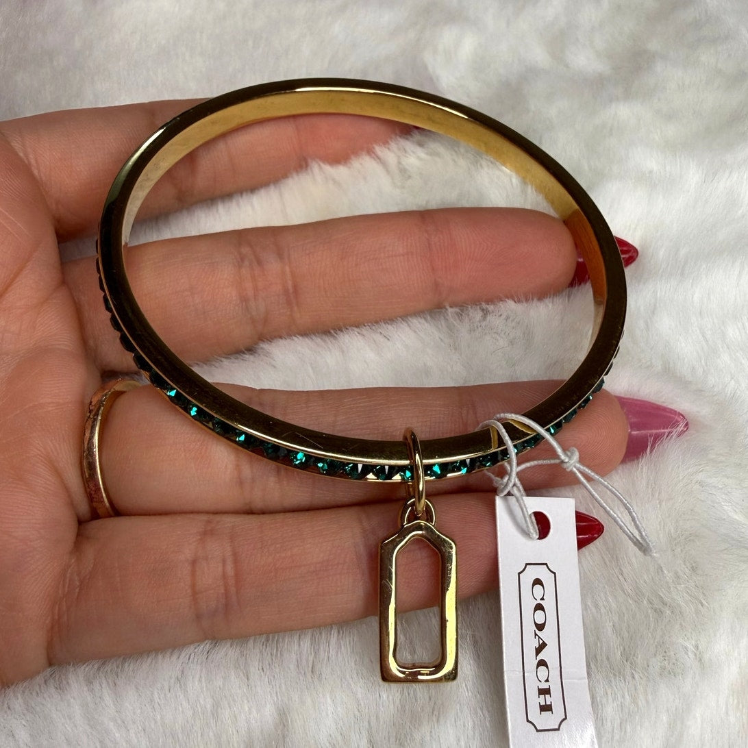 Coach Pave Crystal 96416 gold-tone bangle bracelet crystal hinge