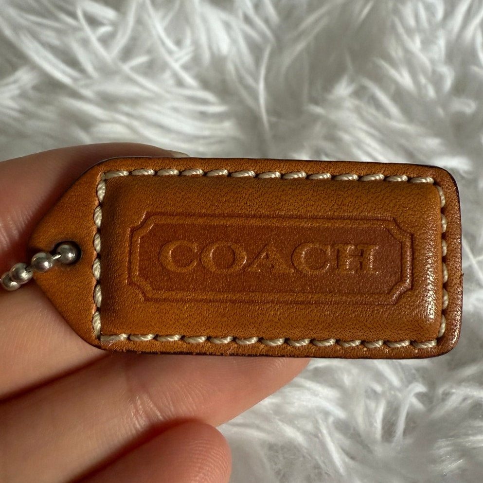 1.5" y2k COACH Vintage Brown Fob Bag Charm Hang tag Hangtag