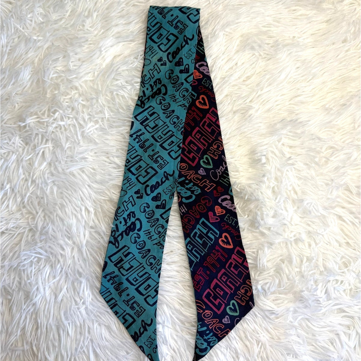 COACH Poppy Blue Silk Bag Scarf